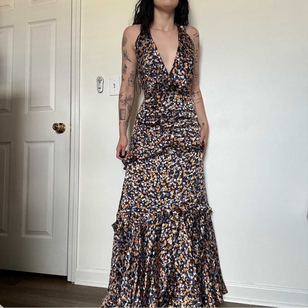 Saloni Tiered Halter Maxi Dress Size 4